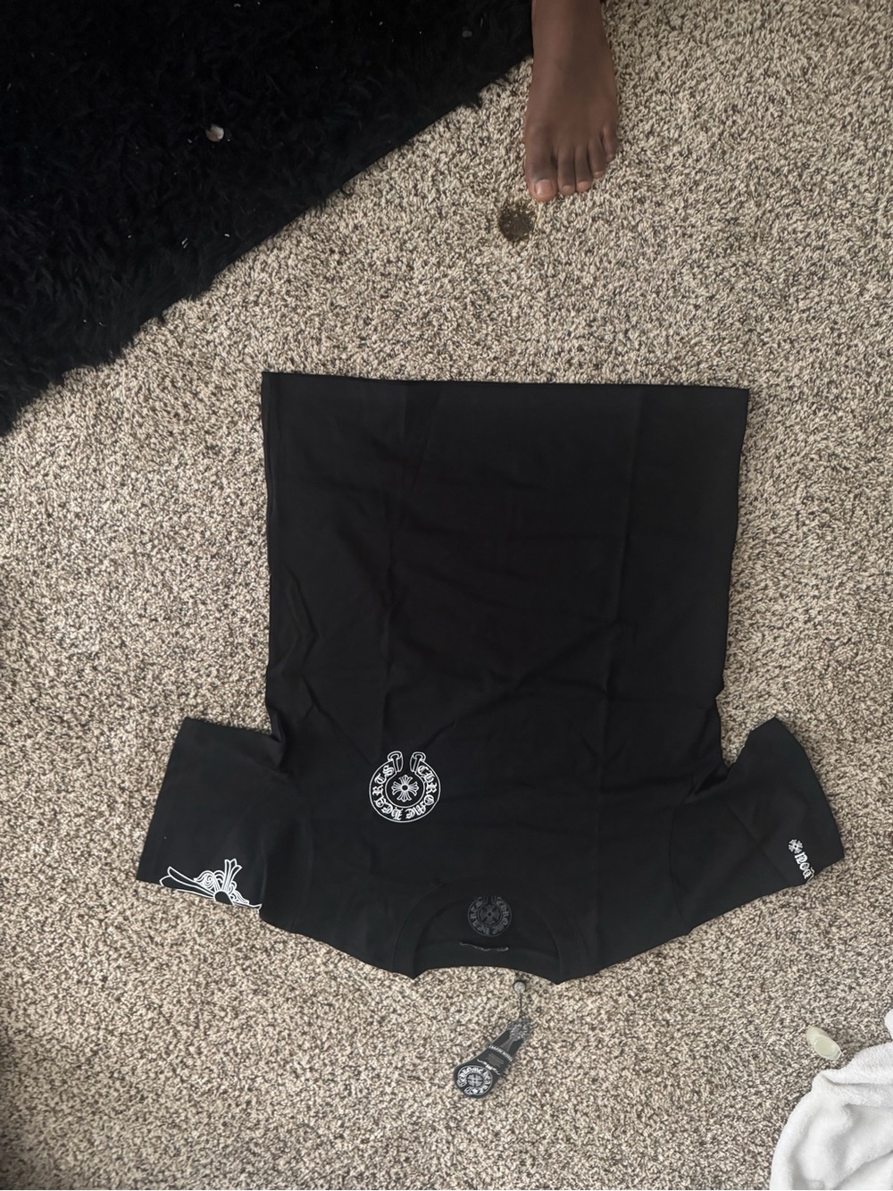 Chrome Hearts Black Graphic Women’s Tee with White Emblems